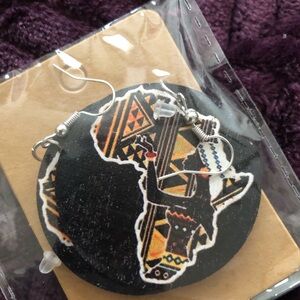 African Map Pattern Earrings
